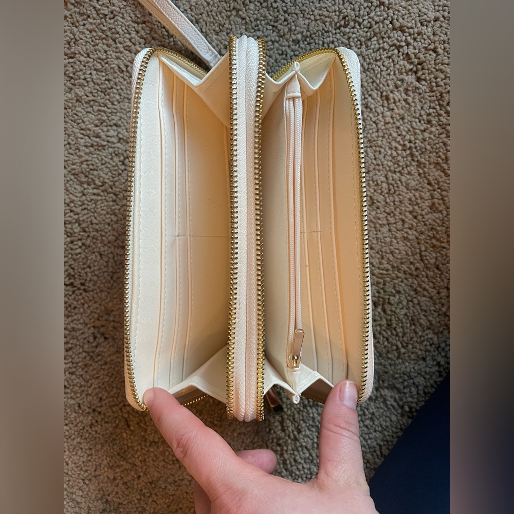 Cream wrist wallet